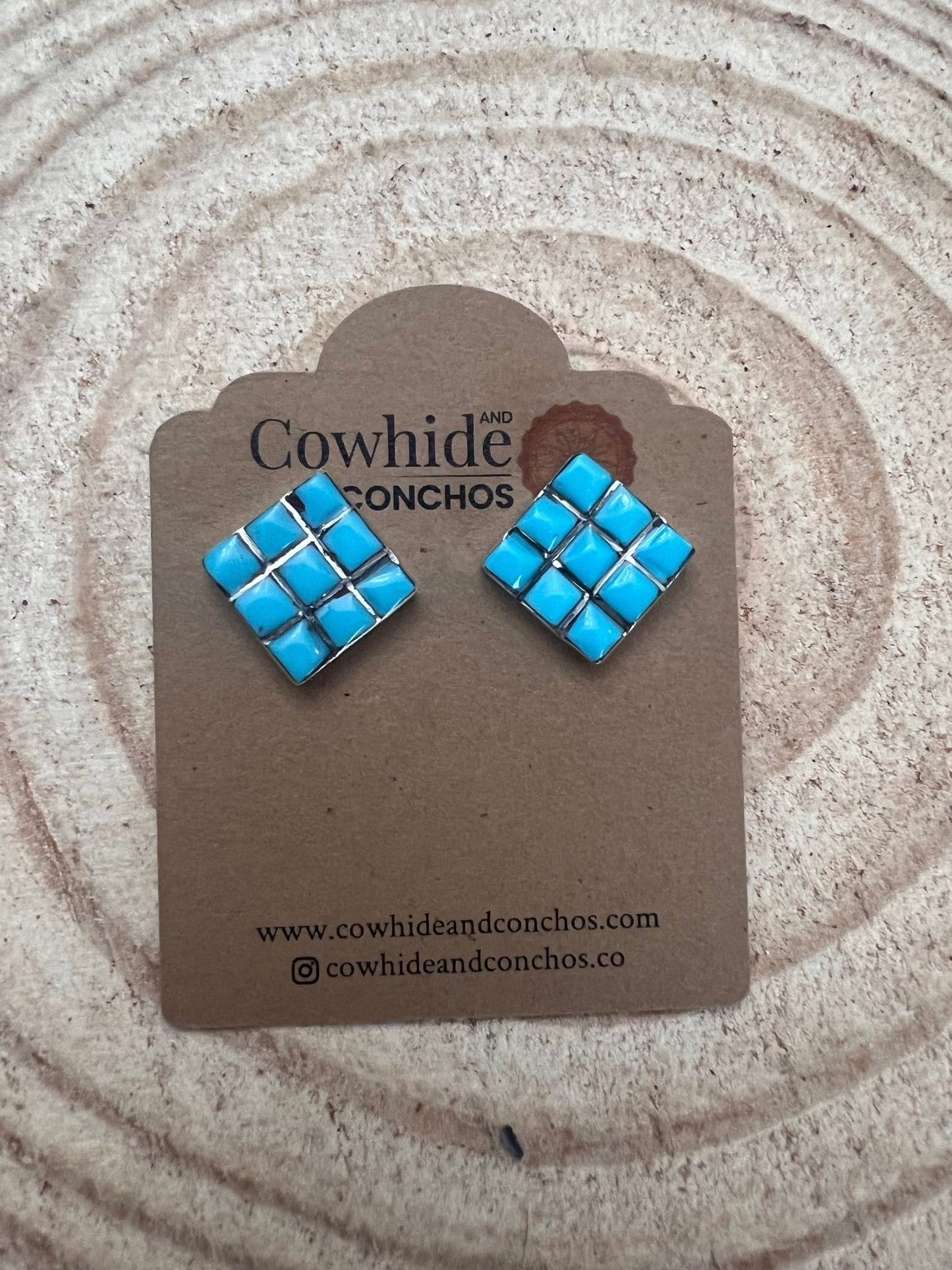 Charles Malani Zuni Turquoise & Sterling Silver Petite Earrings