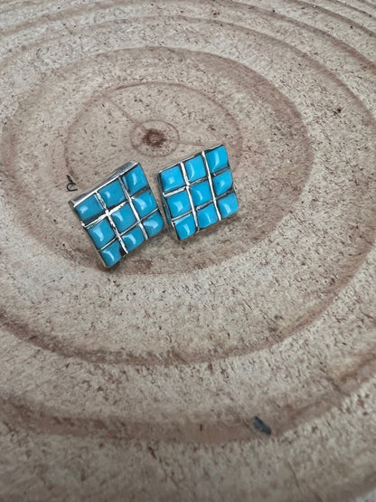 Charles Malani Zuni Turquoise & Sterling Silver Petite Earrings