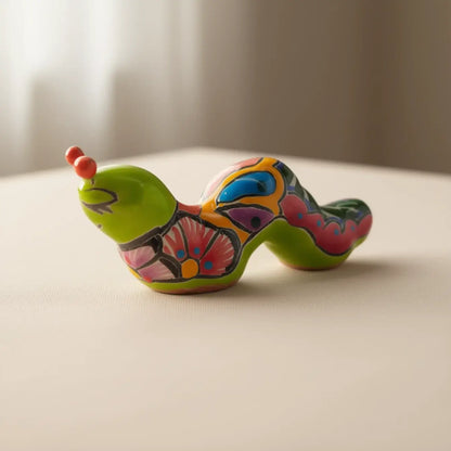 Colorful Talavera Caterpillar | Mexican Ceramic Figurine
