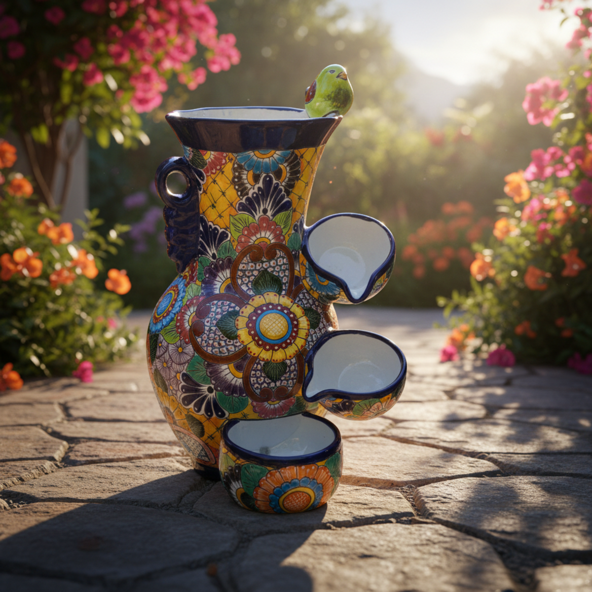 Colorful Talavera Fountain | Mexican Ceramic Water Feature