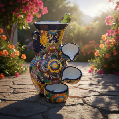 Colorful Talavera Fountain | Mexican Ceramic Water Feature