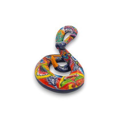 Colorful Talavera Snake Figurine | Handmade Mexican Art