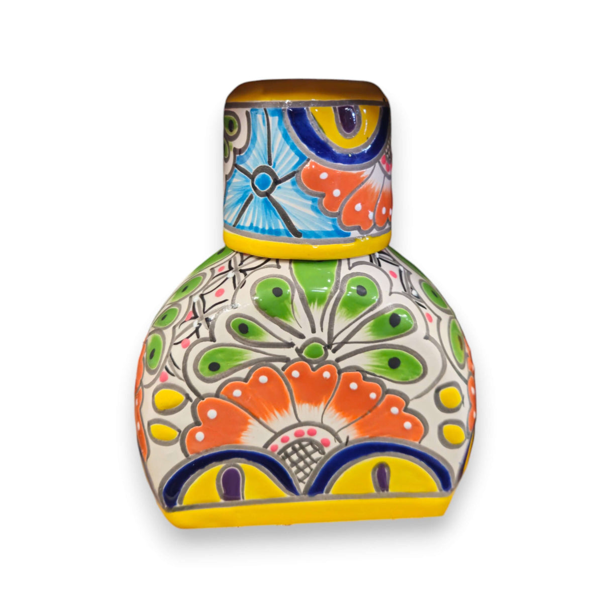 Colorful Talavera Bedside Carafe Set | Handmade Mexican Art