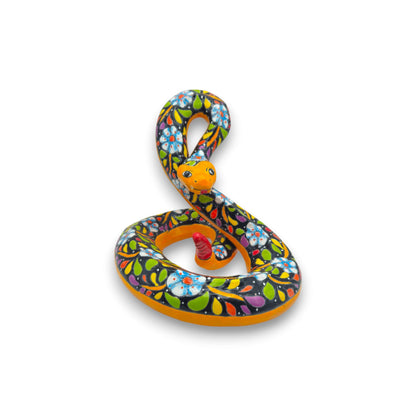 Colorful Talavera Snake Figurine | Handmade Mexican Art