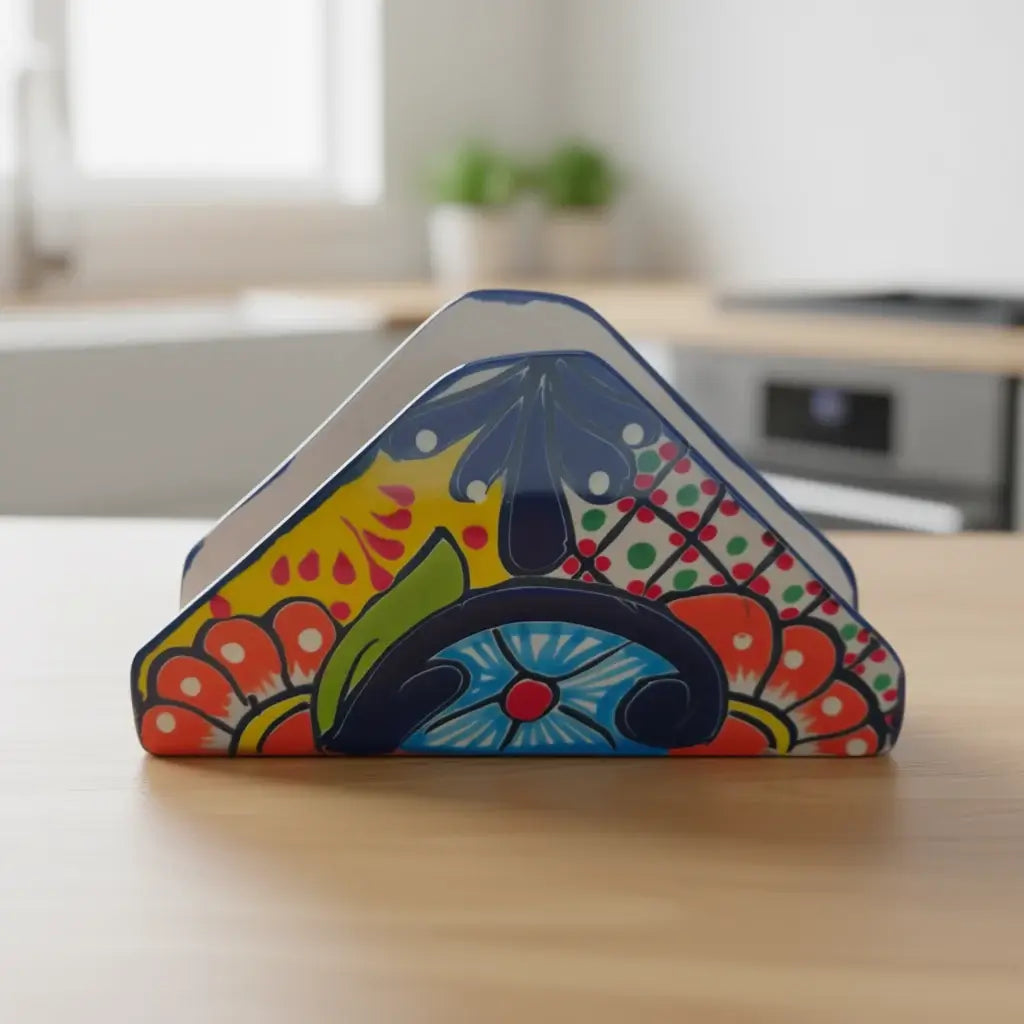 Colorful Talavera Napkin Holder | Mexican Ceramic Table Decor