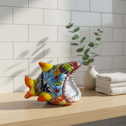 Colorful Talavera Shark Soap Dish | Handmade Ceramic Holder