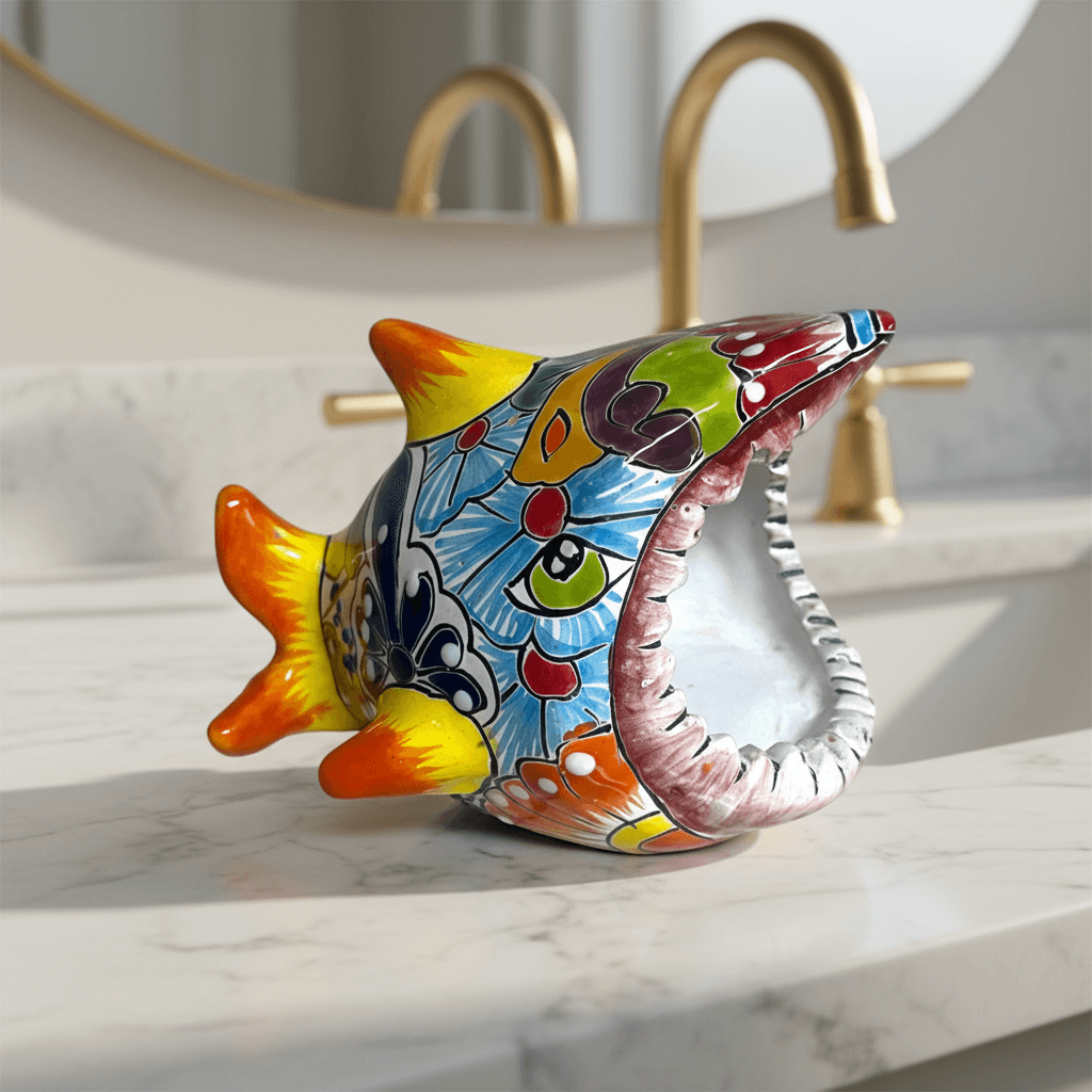Colorful Talavera Shark Soap Dish | Handmade Ceramic Holder