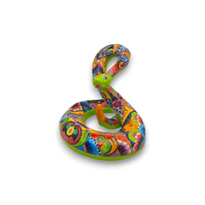 Colorful Talavera Snake Figurine | Handmade Mexican Art
