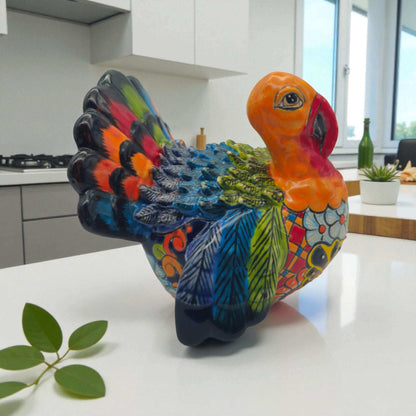 Colorful Talavera Turkey Figurine | Hand-Painted Mexican Folk Art