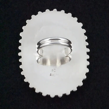 Philena Byjoe Navajo Sterling Silver Cluster Ring with Turquoise — Size 8 (Hallmark PB)