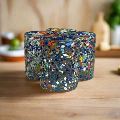 Confetti Pebbled Tumbler | Hand-Blown Mexican Glassware