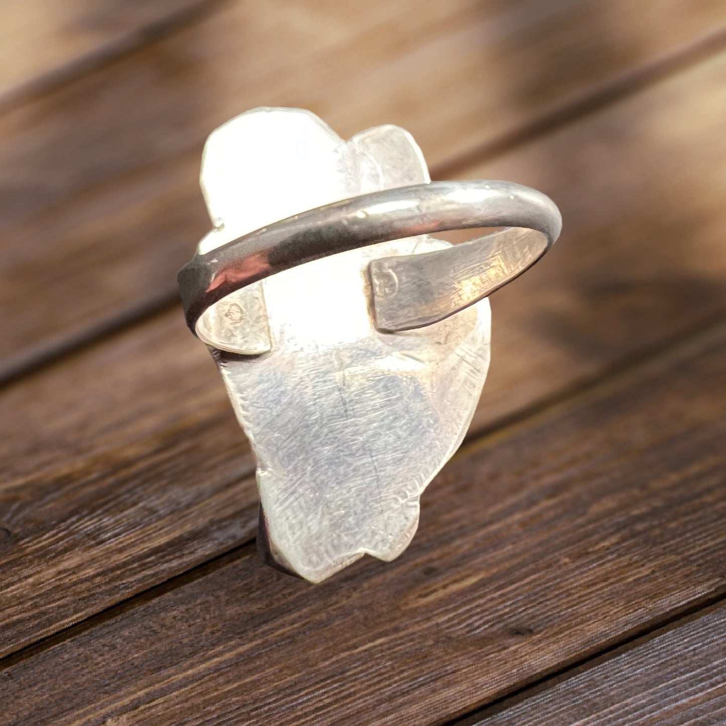 Coral & Mother of Pearl Sterling Silver Flower-Style Ring — Size 5