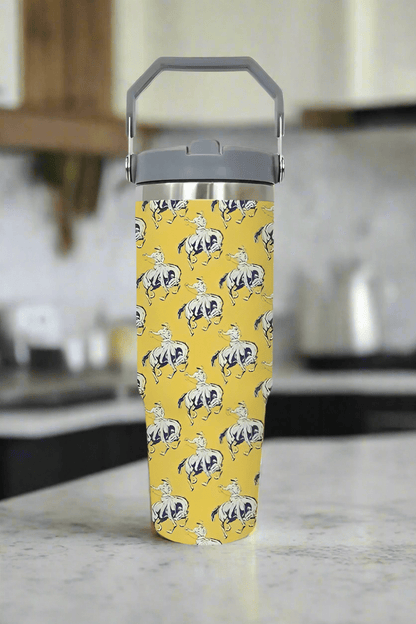 Cowboy Up Yellow Retro Western Print 30oz Tumbler