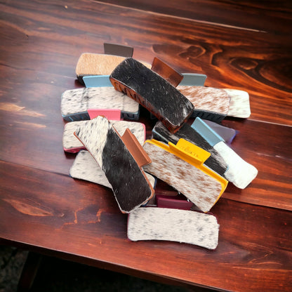 Cowhide Western Claw Clips — Genuine Cowhide 4" Hair Statement