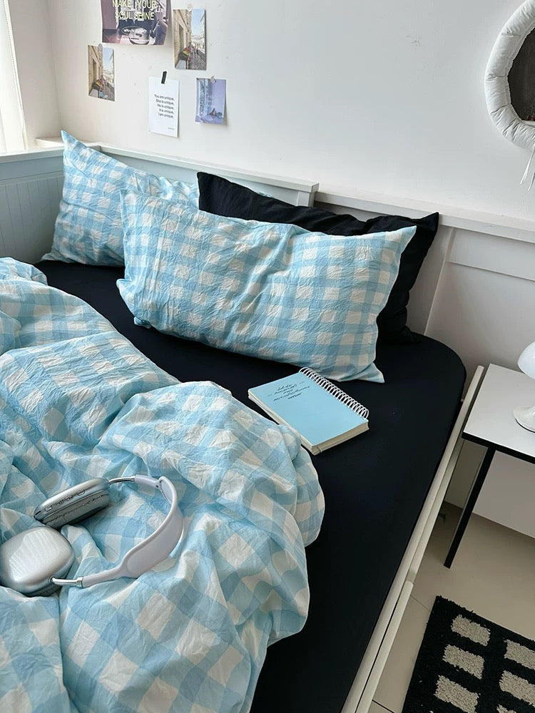 Aesthetic Blue & Black Striped Duvet Cover Set