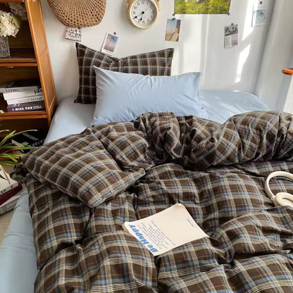 Preppy Plaid Brown Bedding Set