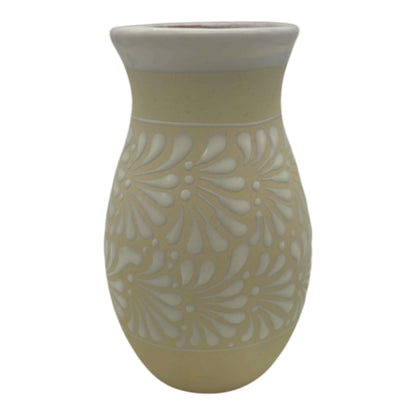 Cream & White Talavera Vase | Handmade Floral Pottery