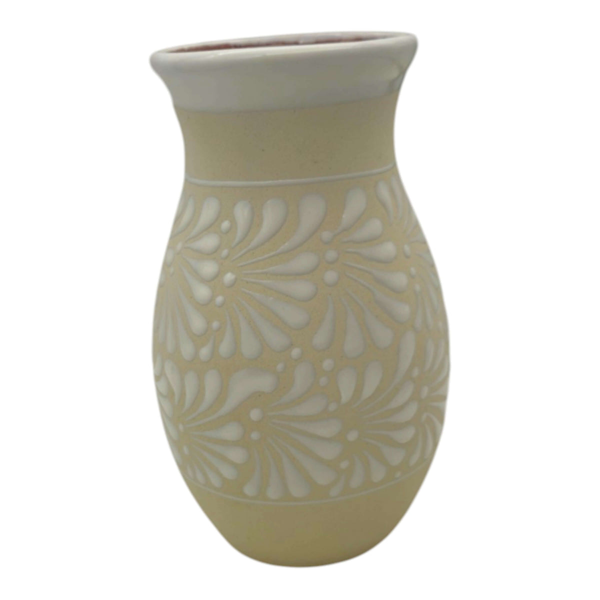 Cream & White Talavera Vase | Handmade Floral Pottery