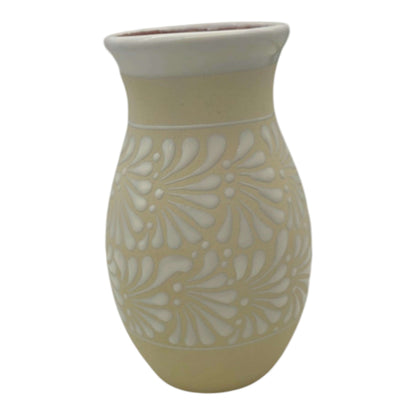 Cream & White Talavera Vase | Handmade Floral Pottery