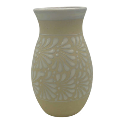 Cream & White Talavera Vase | Handmade Floral Pottery