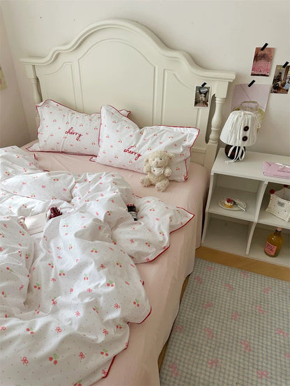 Coquette Cherry Embroidered Bedding Set