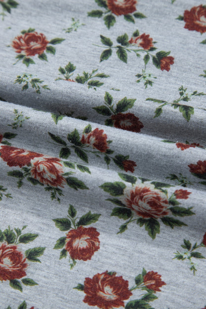 Plus Size Floral Denim Patchwork Polo Tee