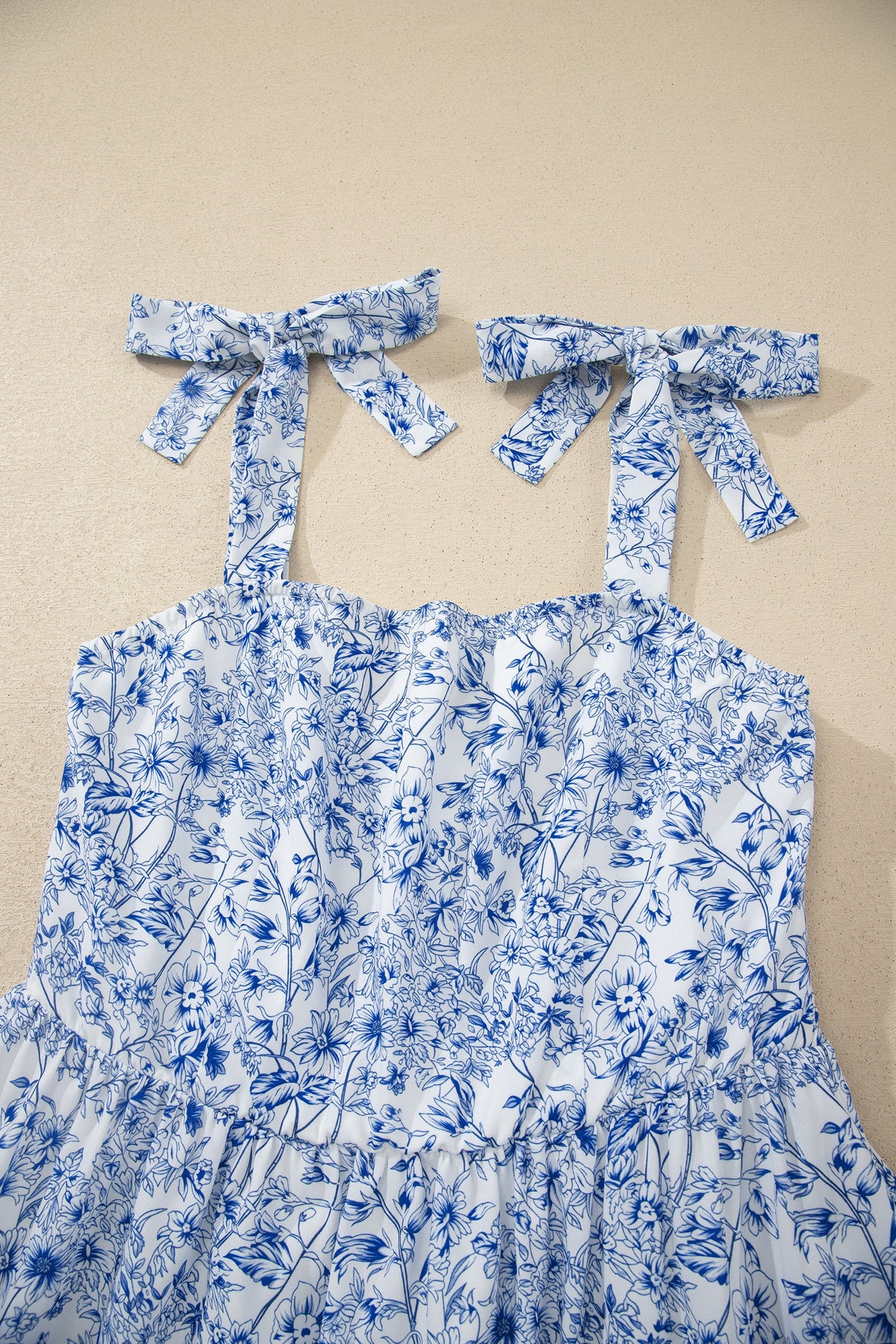 Floral Tie Strap Flared Maxi Dress