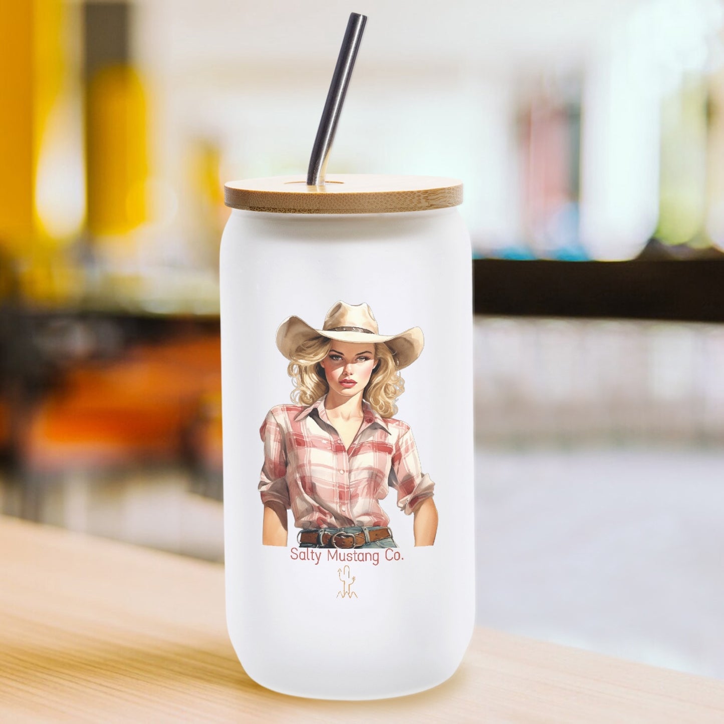 Brewster County Cowgirl Frosted Glass Cup