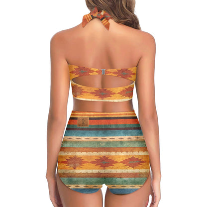 Rustic Southwest Halter Neck Bikini Swimsuit