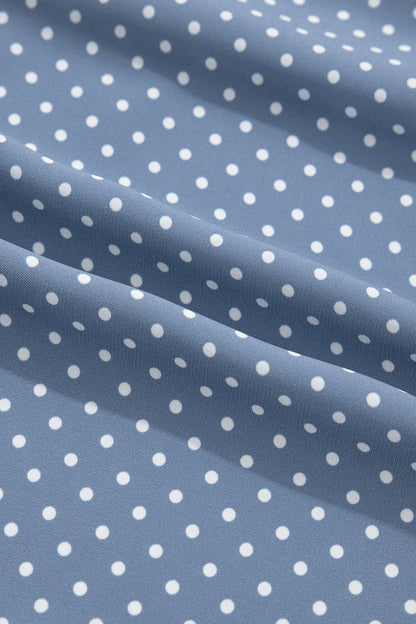 Polka Dot Cuffed Short Sleeve Buttoned Shirt