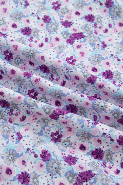 Plus Size Floral Smocked Square Neck Maxi Dress