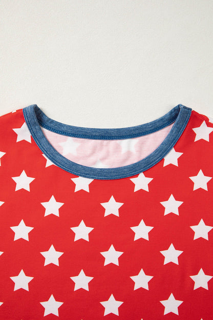 Americana Stars Colorblock Short Sleeve Top