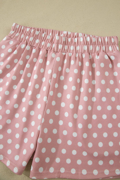 Polka Dot Relaxed Top & Drawning Shorts Set