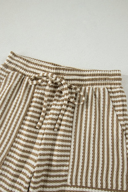 Stripe Textured Knit Top & Shorts Set
