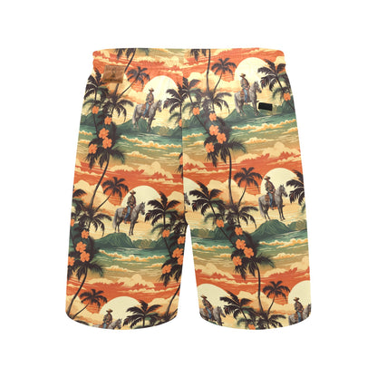 Paniolo Sunset Men's Mid-Length Beach Shorts