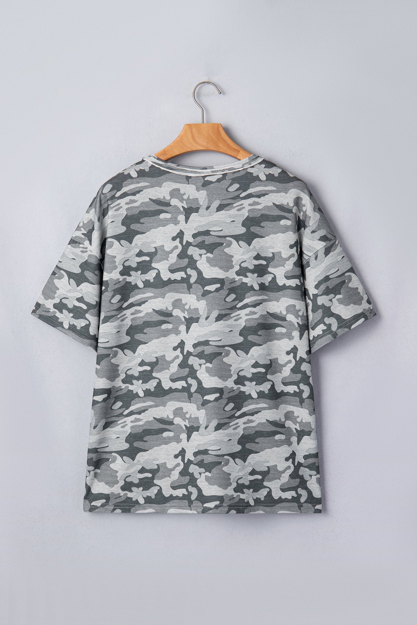 Retro Camo Raw Edge V-Neck Tee