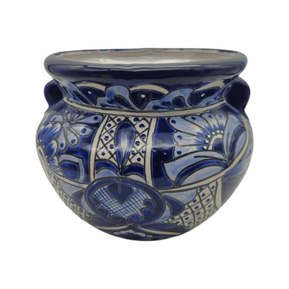 Handmade Talavera Planter | Blue & White Flower Pot