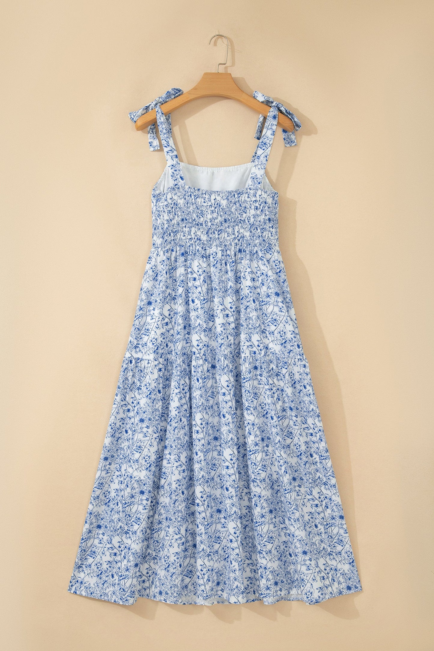Floral Tie Strap Flared Maxi Dress