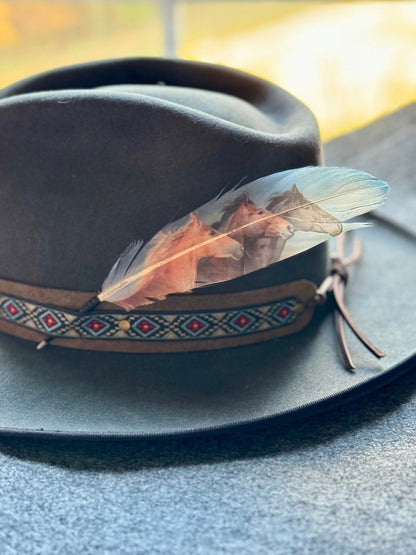 Blue Wild Horses Western Hat Feather