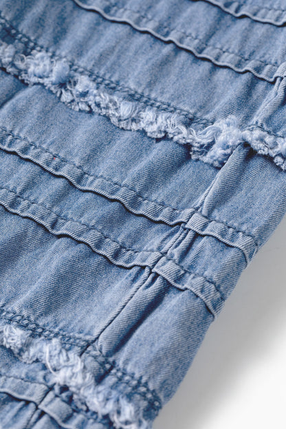 Plus Size Tiered Raw Edge Ruffle Denim Pants