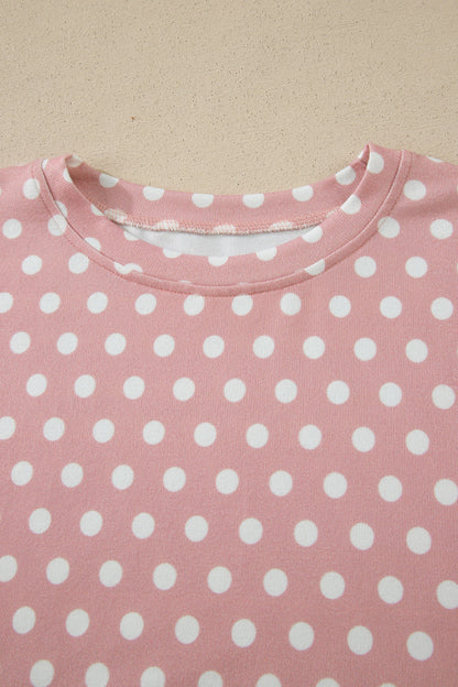 Polka Dot Relaxed Top & Drawning Shorts Set