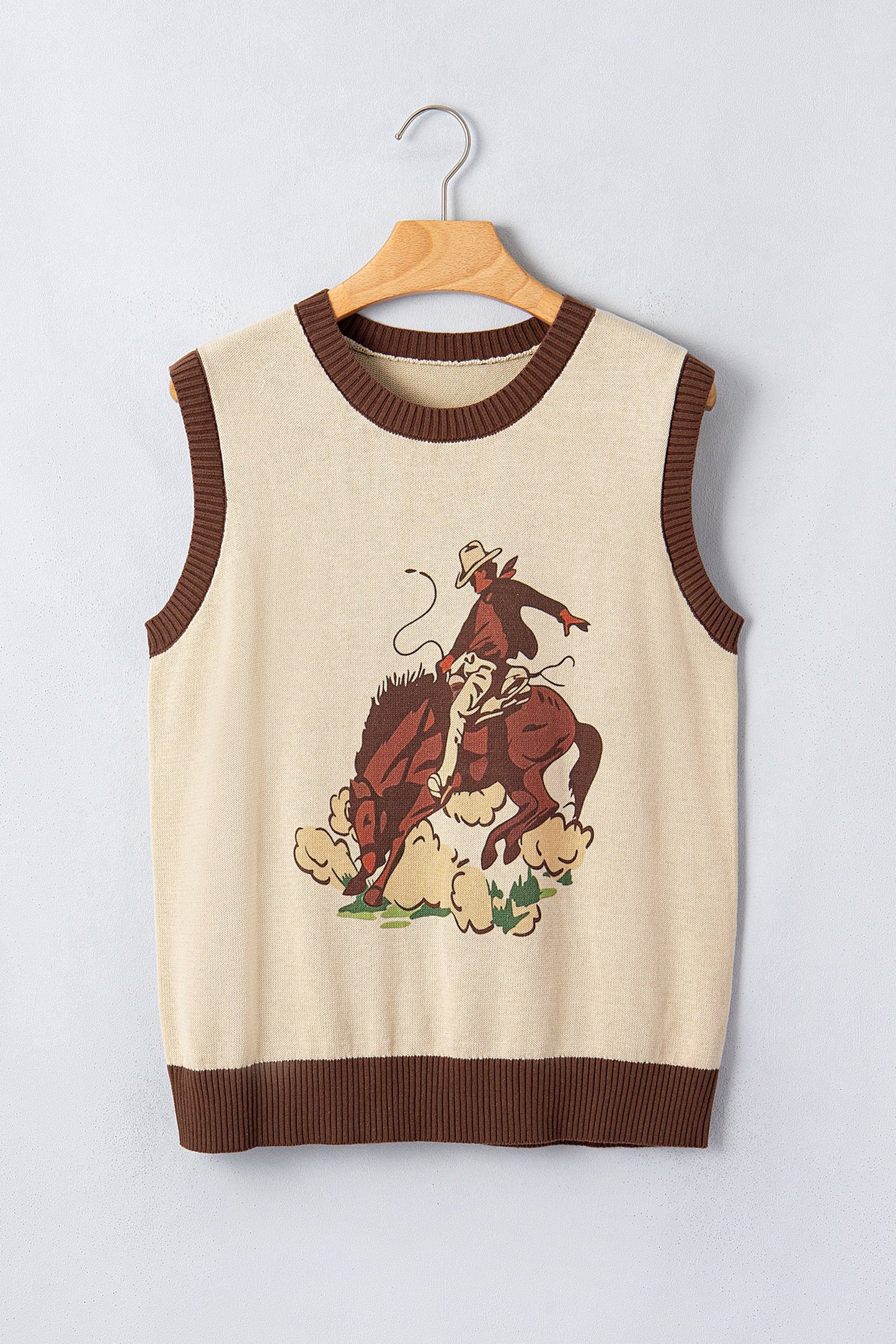Western Colorblock Sleeveless Knit Vest