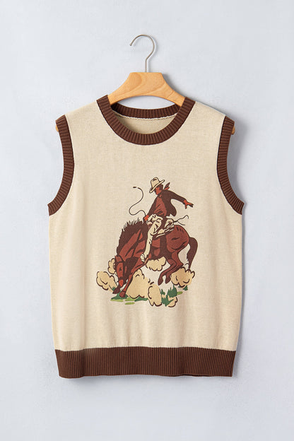Western Colorblock Sleeveless Knit Vest