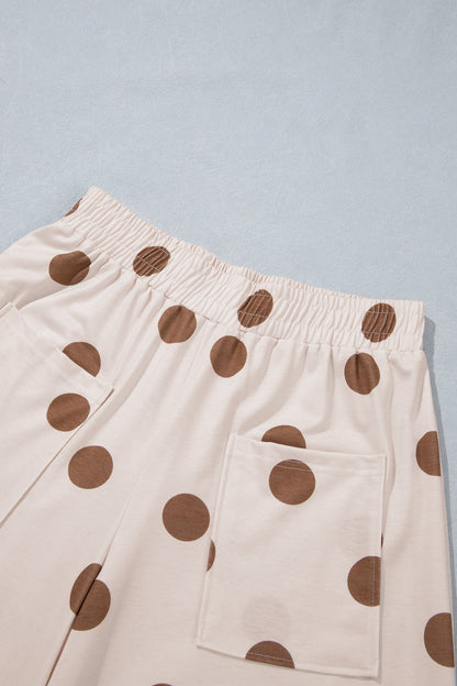 Polka Dot Wide Leg Elastic Waist Pants