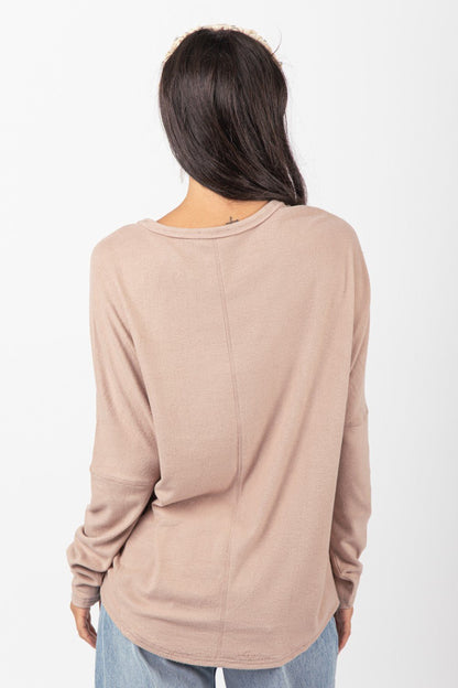 VERY J Dolman Sleeve Oversized Comfy Knit Western Top — Wine Color with Drop Shoulder (Small available)