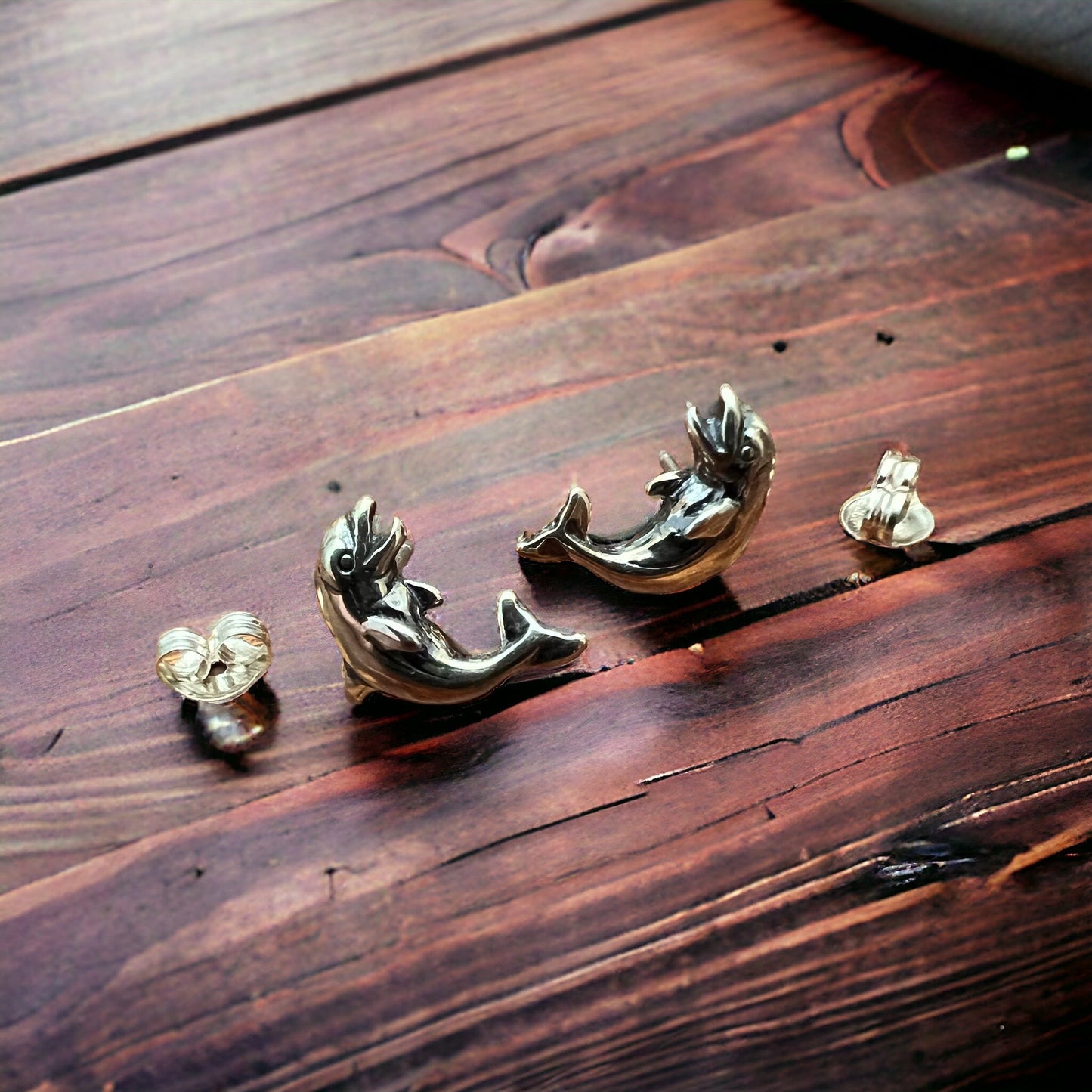 Sterling Silver Dolphin Post Earrings — Playful Coastal Western