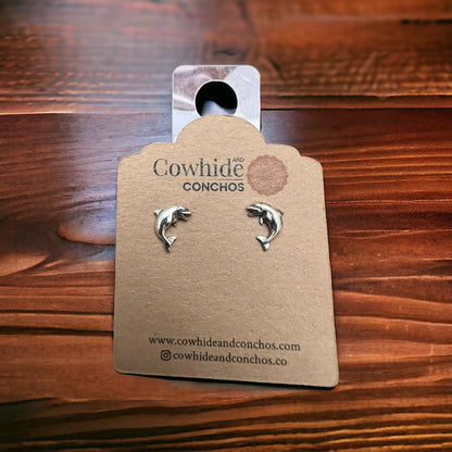 Sterling Silver Dolphin Post Earrings — Playful Coastal Western