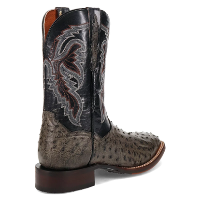 Dan Post Alamosa (Grey/Black)  - Men's Ostrich Skin Leather Cowboy Boots