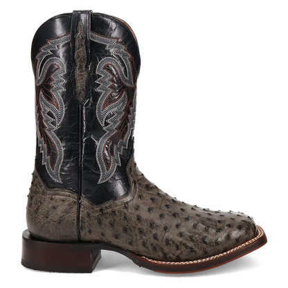 Dan Post Alamosa (Grey/Black)  - Men's Ostrich Skin Leather Cowboy Boots