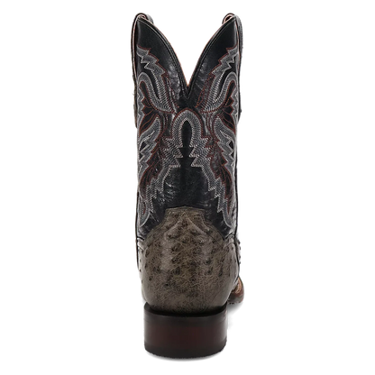 Dan Post Alamosa (Grey/Black)  - Men's Ostrich Skin Leather Cowboy Boots